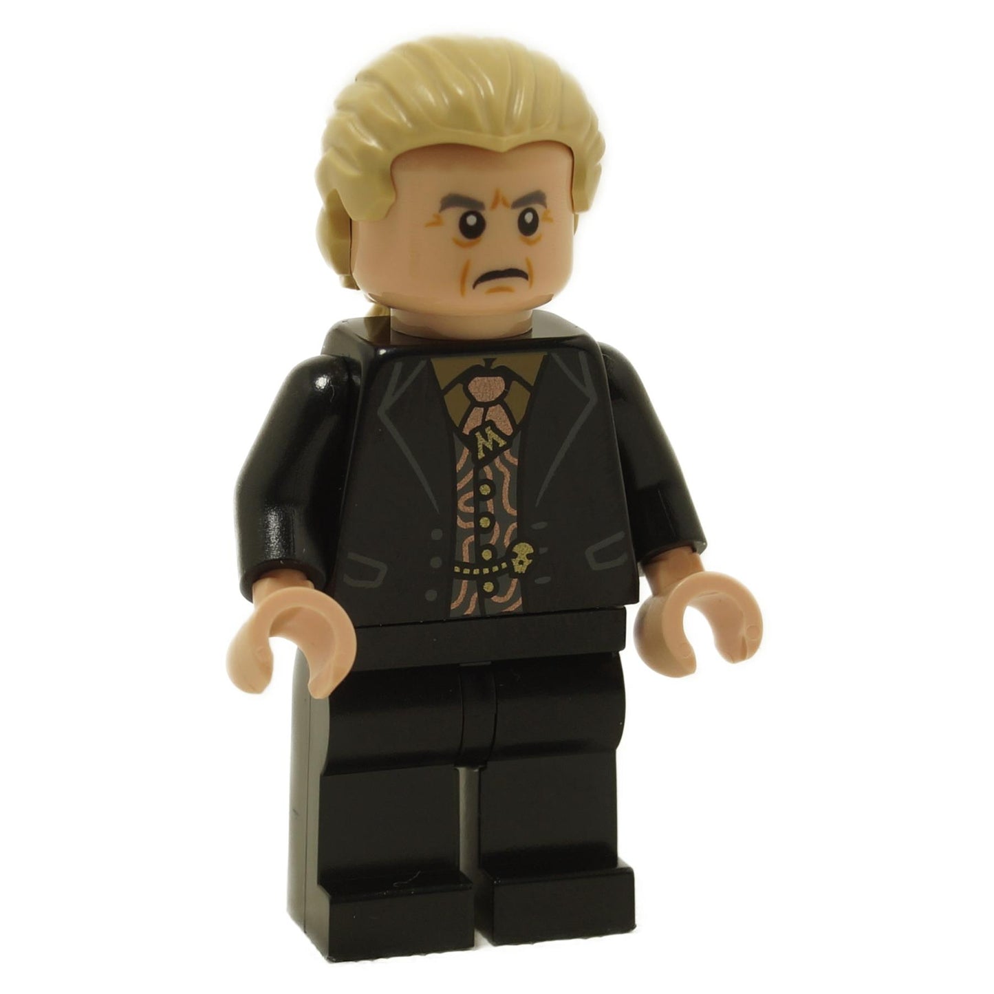 LEGO Minifigure Corban Yaxley in dark wizard attire, featuring detailed torso print - hp357new