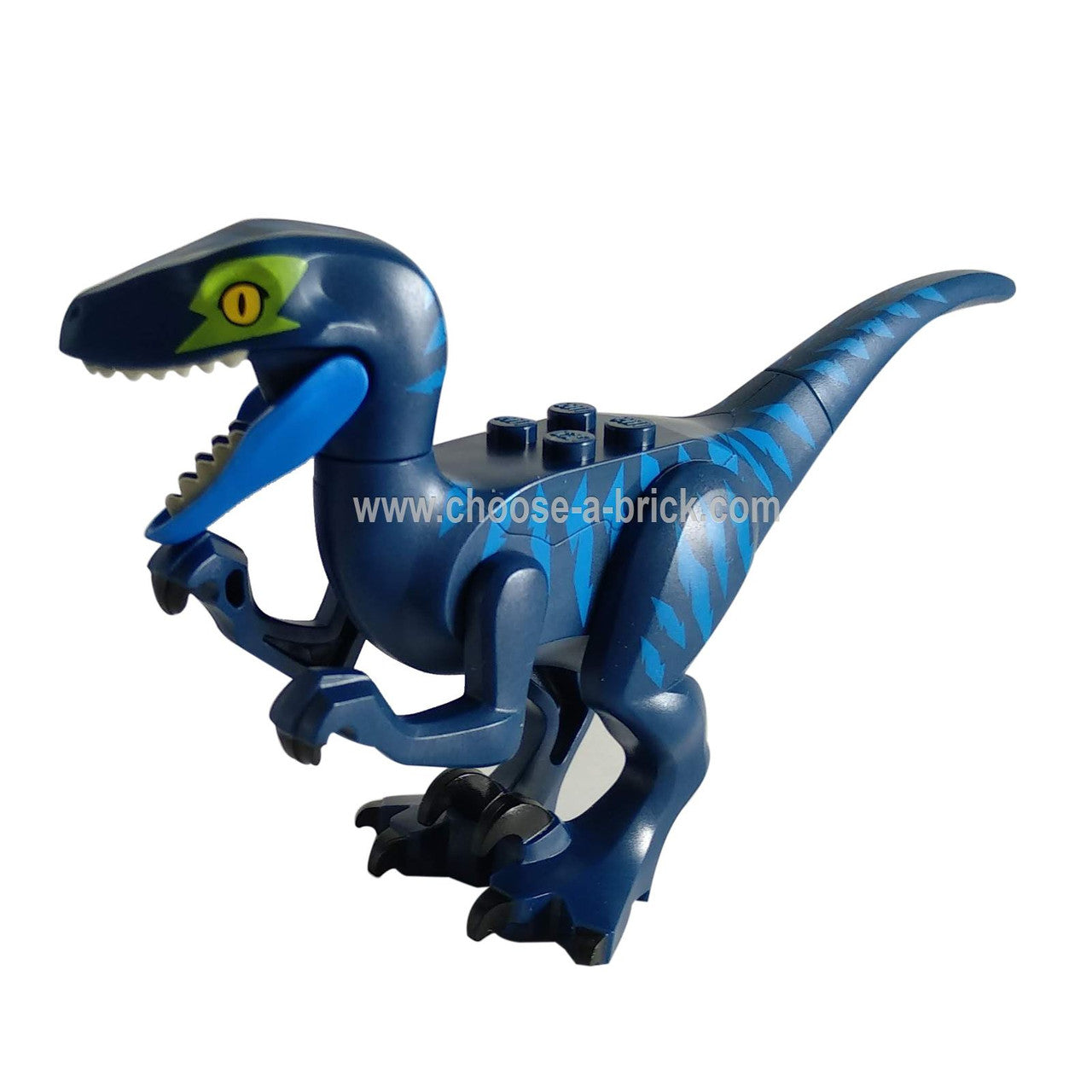 Dark Blue Raptor - Velociraptor with Lime Eye Patch - LEGO Minifigure Jurassic World