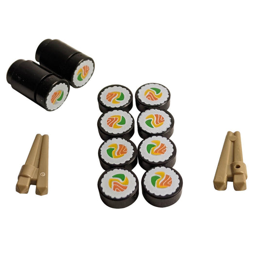 Miniatur-LEGO®-Sushi-Set - Individueller Mikroaufbau mit Essstäbchen - Authentische LEGO®-Teile 