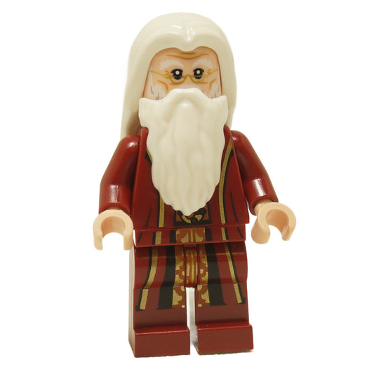 LEGO Minifigure Albus Dumbledore - Dark Red Robe, White Hair - First View.