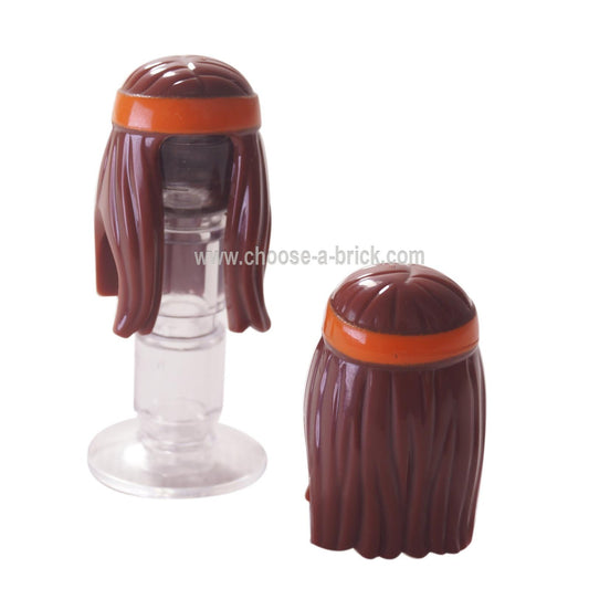 LEGO Parts - Reddish brown Minifigure, Hair Long with Orange Headb