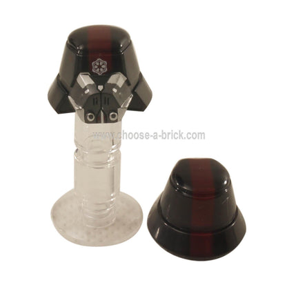 Schwarz Minifigur, Kopfbedeckung Helm SW Sith Trooper mit rotem Streifen schmal, Atemmaske und Imperialem Logo Muster 