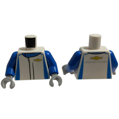 Torso Speed Champions Overall mit blauen Markierungen und Chevrolet-Logo-Muster / Blaue Ärmel / Helles Bl