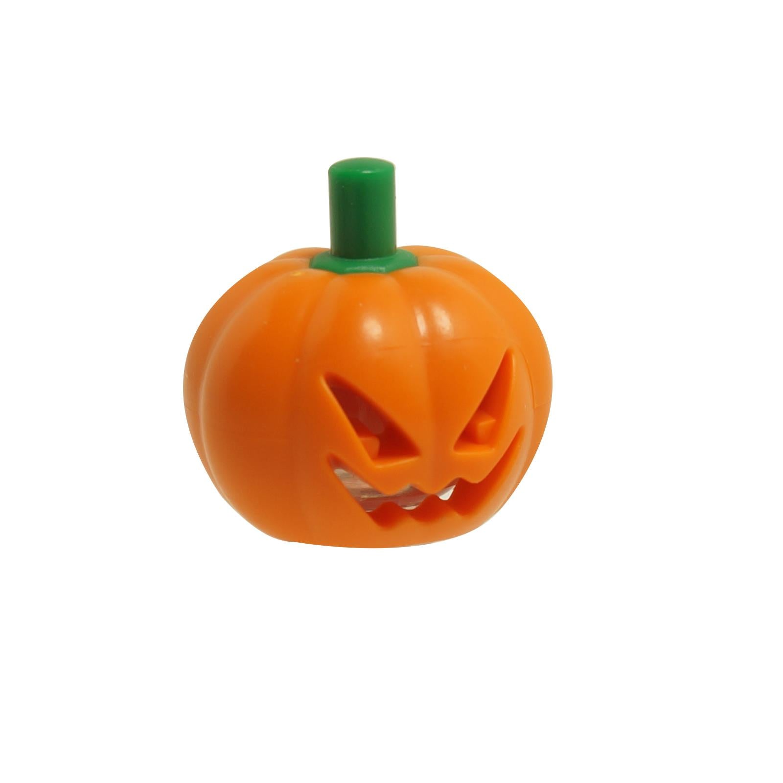 Orange Minifigure Headgear Head Cover shaped as Pumpkin Jack O' Lantern with Green Stem Pattern