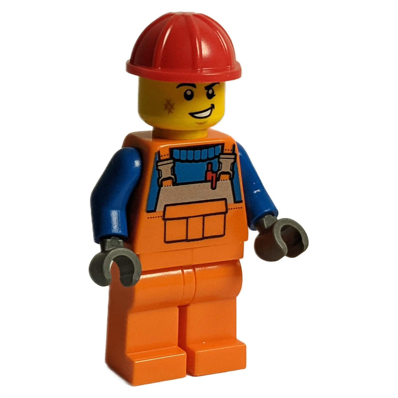 LEGO Minifigure Male Construction Worker in modern orange safety gear with helmet - cty1403new