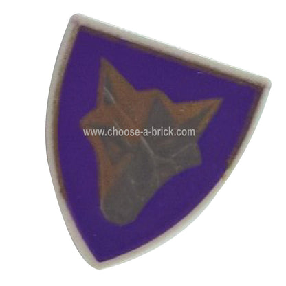 Shield Triangular with Purple and Gold Danju Wolf Pattern - LEGO Parts and Pieces