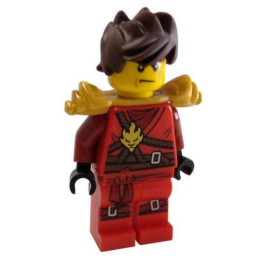 LEGO® NINJAGO Minifigure njo305 – Kai in Honor Robes with Hair (Day of the Departed). Red outfit with gold armor and flame emblem.