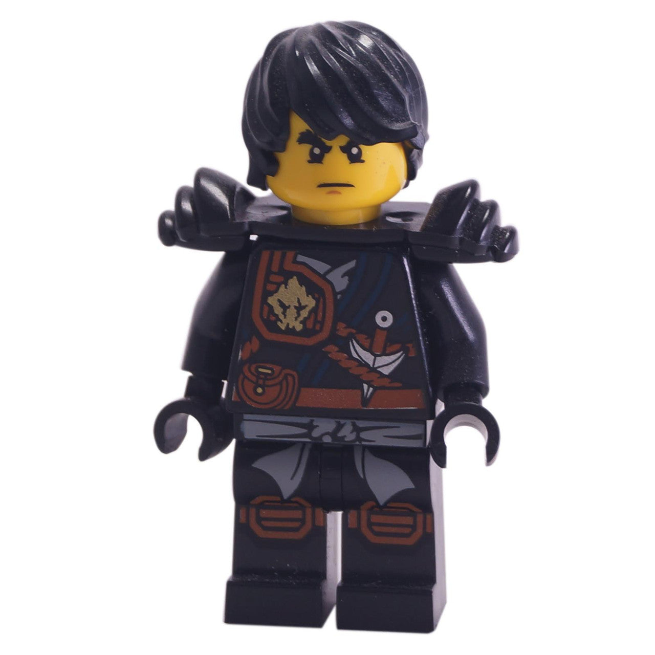 LEGO Minifigure Cole - Knee Pads, Armor, Hair - njo250 (standard stance with armor close-up)