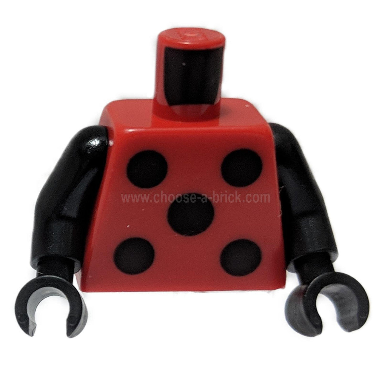 Red Torso with 5 Black Circles Pattern - Black Arms - Black Hands