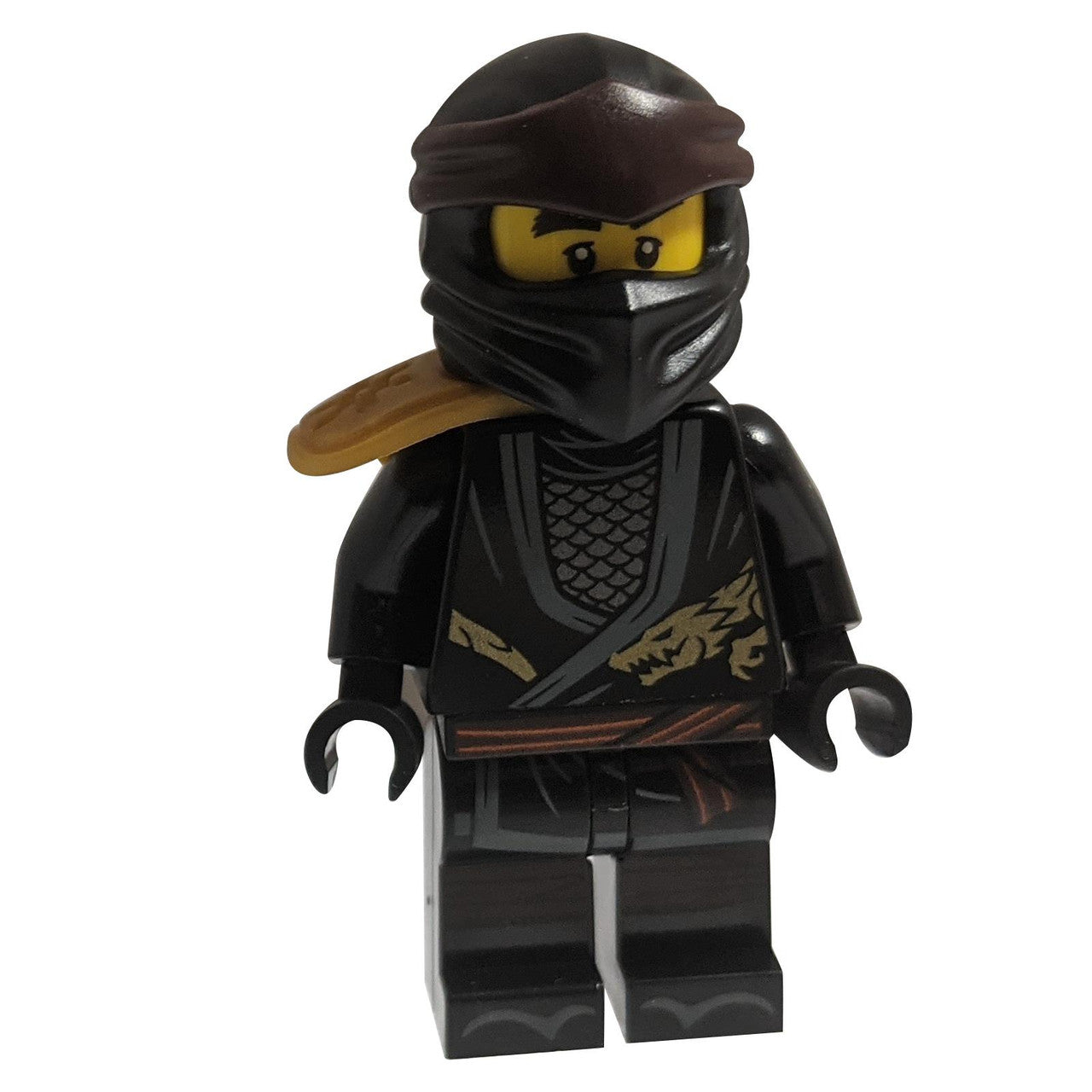 LEGO Minifigure Cole - Legacy, Pearl Gold Armor Shoulder Pad - njo618new (detailed pose showcasing pearl gold shoulder pad)