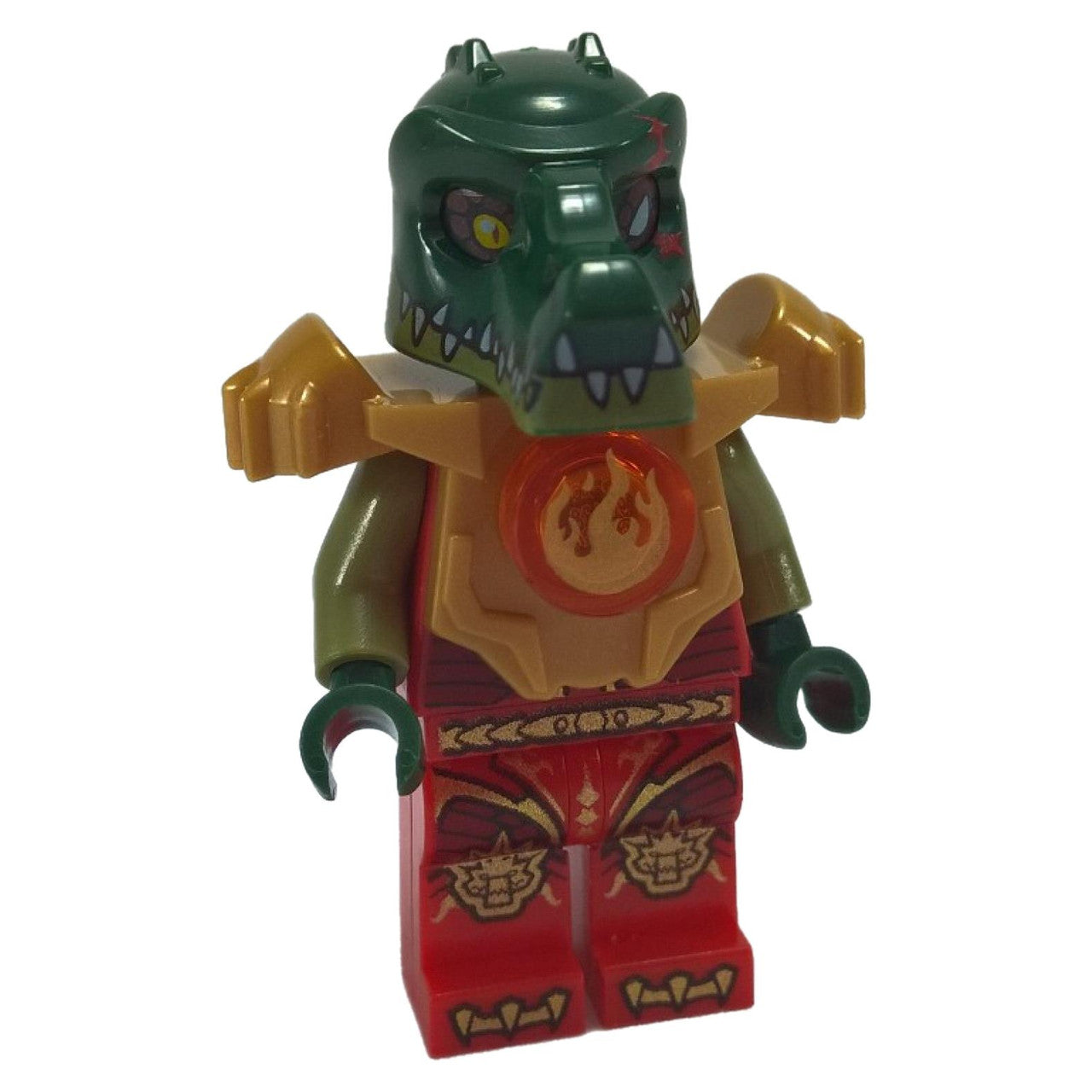 LEGO Minifigure Cragger with Fire Chi and heavy armor, featuring detailed crocodile design - loc092