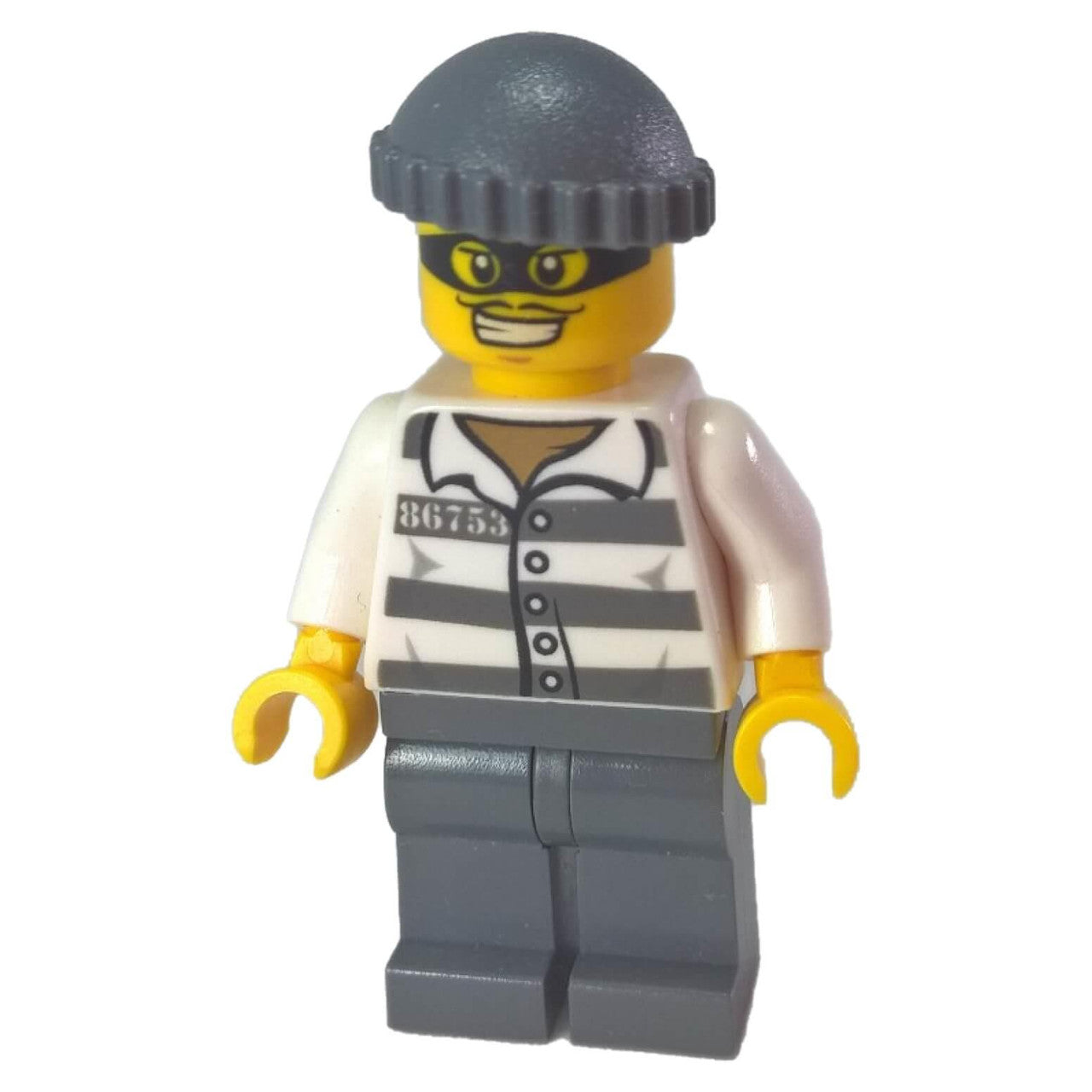 LEGO Minifigure Crook in striped outfit with a stubble face and accessory - cty0486new