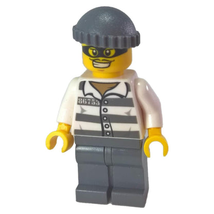 LEGO Minifigure Crook in striped outfit with a stubble face and accessory - cty0486new