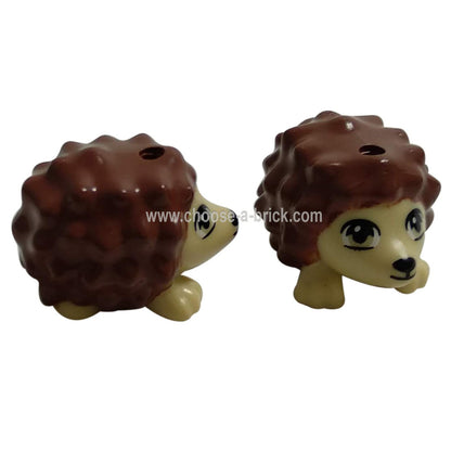 LEGO Part Hedgehog, Friends with Black Eyes and Nose and Reddish Brown Spines Pattern (Oscar) - First View.