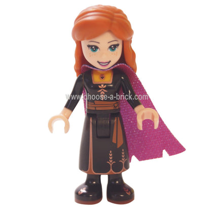 LEGO Minifigure Anna - Black Dress (Frozen II) - Front View.