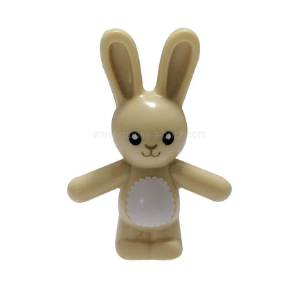 Tan Bunny - Rabbit Standing with Black Eyes, Dark Tan Nose and Mouth and White Stomach Pattern