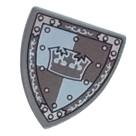 Shield Triangular with Gray Crown on White and Gray Quarters Background Pattern - LEGO Parts and Pieces