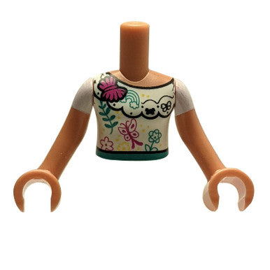 Torso Mini Puppe mit Blumen- und Schmetterlingsmuster