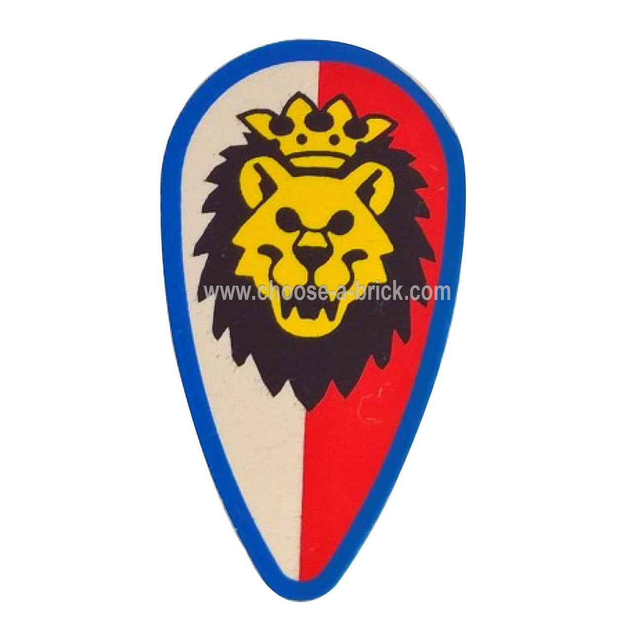 Shield Ovoid with Lion Head Red and White Background Blue Border Pattern - LEGO Parts and Pieces