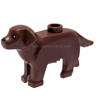 Reddish Brown LEGO® Dog, Labrador - Golden Retriever with Black Eyes and Nose Pattern