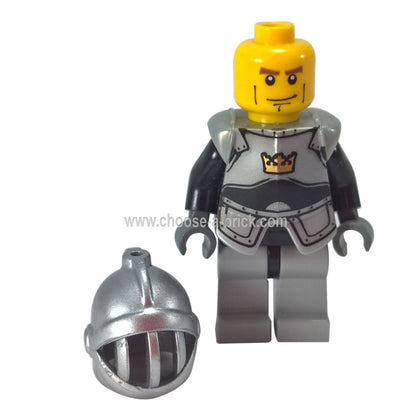 LEGO Minifigure Fantasy Era - Crown Knight Plain with Breastplate, Grille Helmet, Vertical Cheek Lines - cas340, different angle.