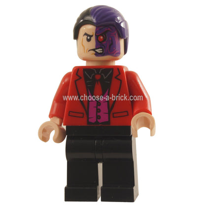 LEGO Minifigure -  Two-Face - Black Shirt, Red Tie and Jacket