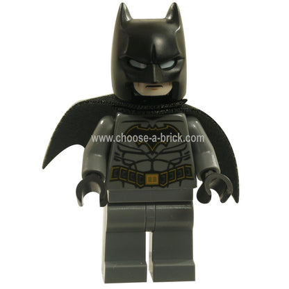 LEGO Minifigure Batman in a dark bluish gray suit with gold outline belt and crest, mask and Type 3 cowl - sh0589wpnew