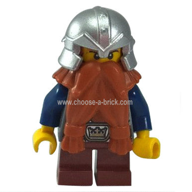 LEGO Minifigure Dwarf Dark Orange Beard - Lego Minifigure - cas377, different angle.