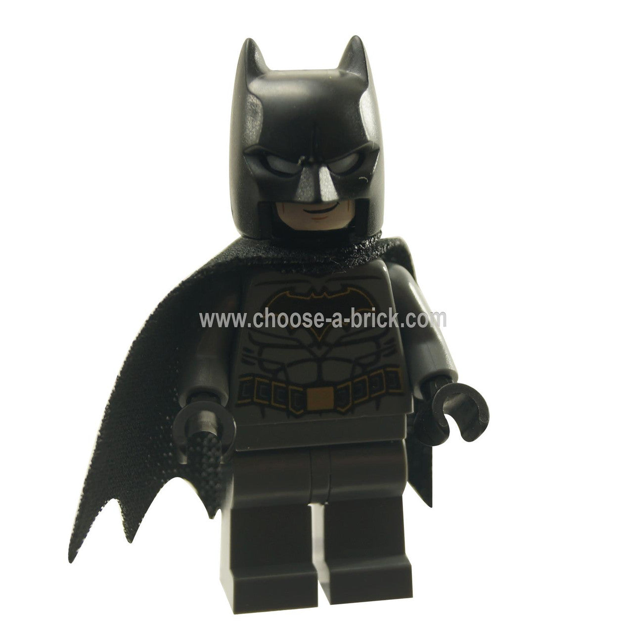 LEGO Minifigure Batman in a dark bluish gray suit with spongy cape, gold belt and crest - sh0589anew