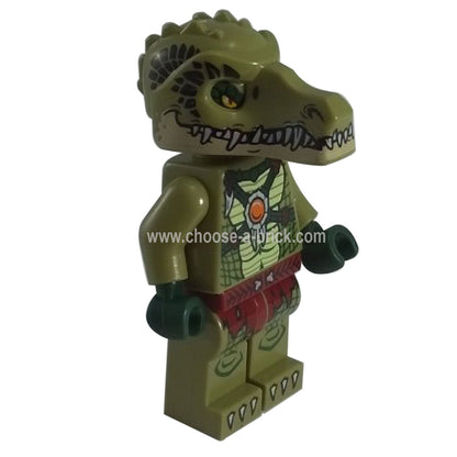 LEGO Minifigure Crocodile Warrior 1 in fierce armor, showcasing crocodile-inspired design - loc122new