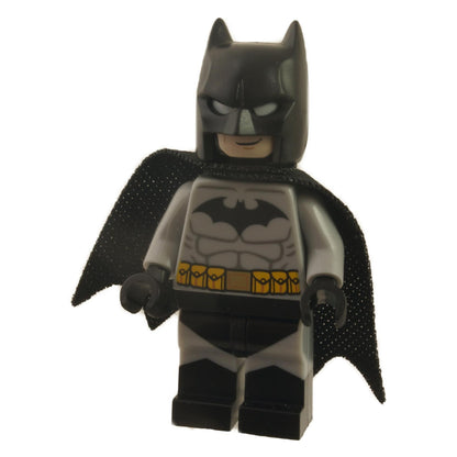 LEGO Minifigure Batman in a light bluish gray suit with yellow belt, black crest, and Type 3 cowl - sh0689new