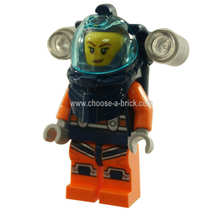 LEGO MInifigure -  Deep Sea Diver - Female, Dark Blue Helmet, Side Lamps