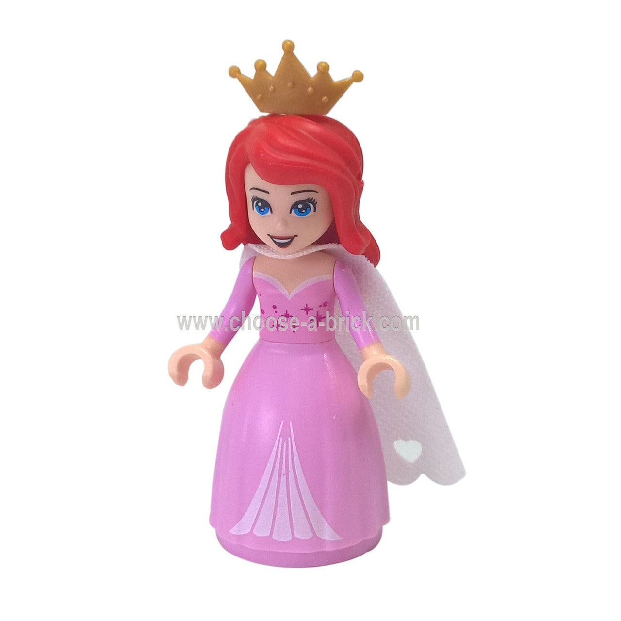 LEGO Minifigure Ariel - Bright Pink Dress with Magenta Stars, White Cape 41153 - dp048new