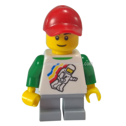 LEGO Minifigure -  Classic Space Minifig Floating Pattern, Light Bluish Gray Short Legs, Red Cap with Hole