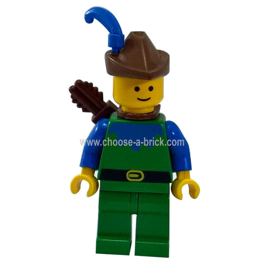 LEGO Minifigure Forestman - Blue Brown Hat Blue Feather Quiver 6066 - Lego Minifigure - cas134a, first view.