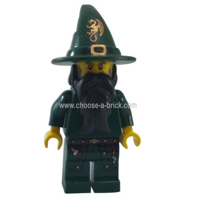 LEGO Minifigure Kingdoms - Dark Green Wizard - Lego Minifigure - cas435, different angle.