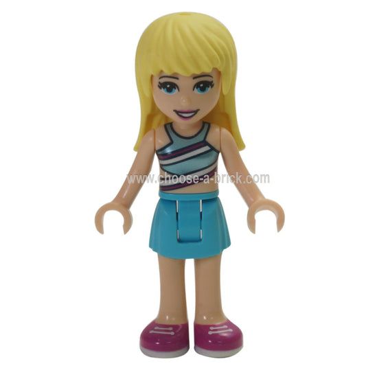 LEGO MInifigure -  Friends Stephanie, Medium Azure Skirt, Striped Top