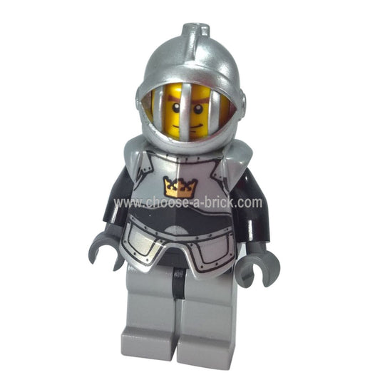 LEGO Minifigure Fantasy Era - Crown Knight Plain with Breastplate, Grille Helmet, Vertical Cheek Lines - cas340, first view.