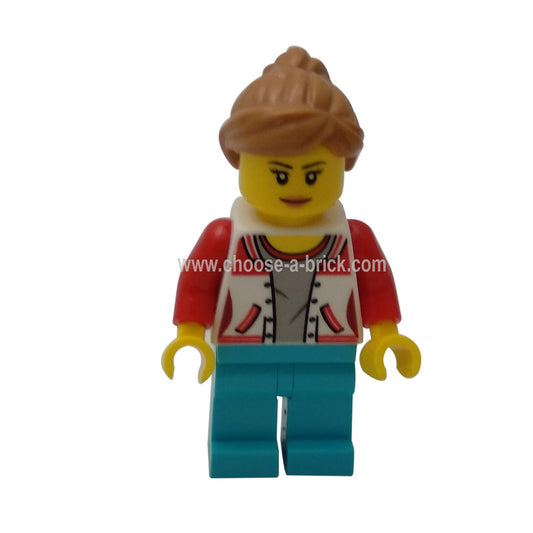 LEGO Minifigure City Bus Passenger - Female Jacket Number '8' on Back - cty783new - back number view