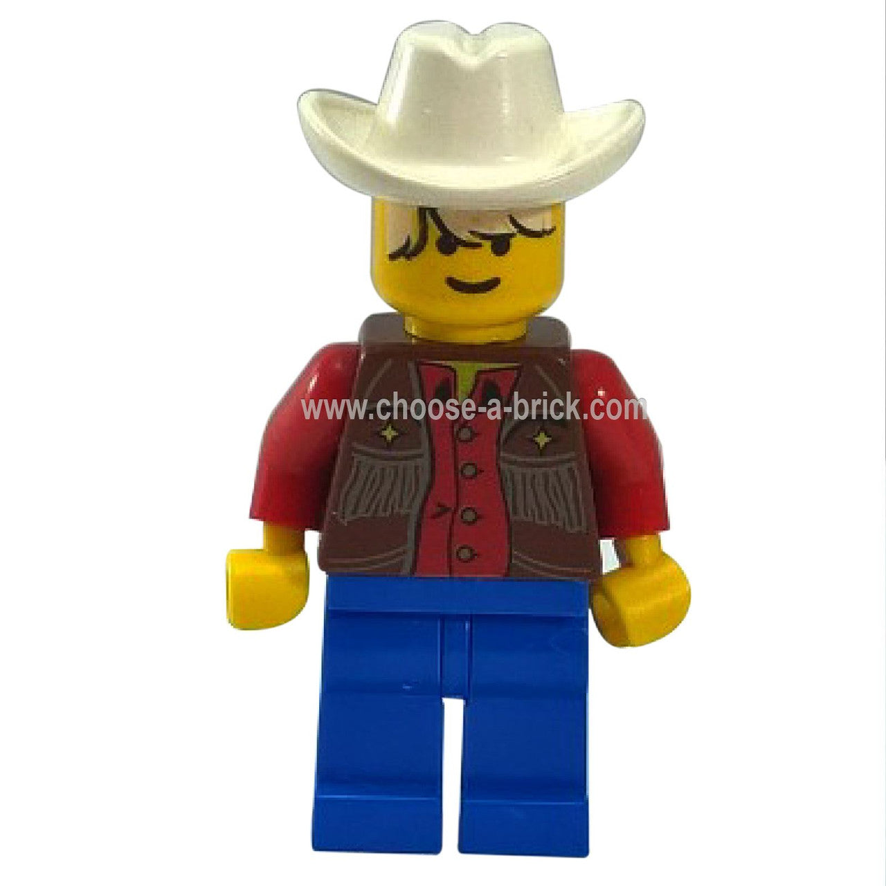 LEGO Minifigure Cowboy in red shirt, vibrant and bold Western design - ww012