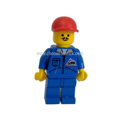  Bulldozer Logo - Blue Legs, Red Cap - LEGO Minifigure Town Construction