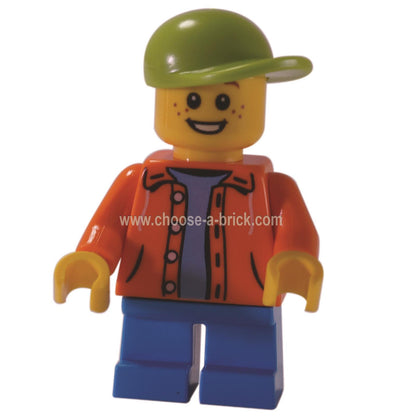 LEGO Minifigure Boy - Orange Jacket with Hood Lime Cap (31068) - twn300new