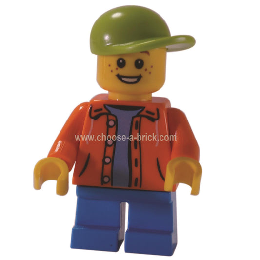 LEGO Minifigure Boy - Orange Jacket with Hood Lime Cap (31068) - twn300new