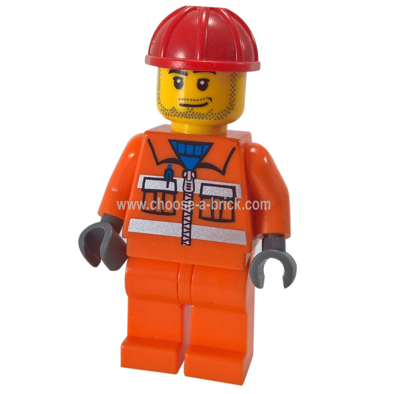 LEGO Minifigure Construction Worker in orange safety gear, equipped with tools - cty113