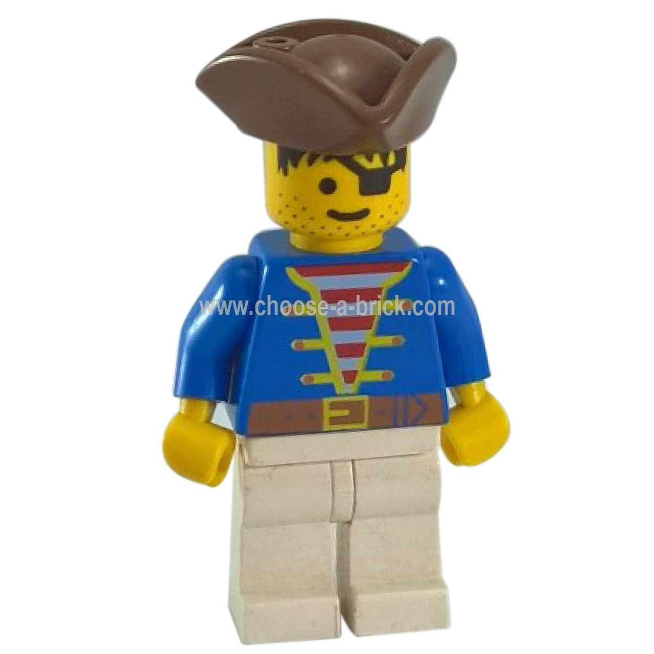 LEGO Minifigure - Pirate Blue Jacket, White Legs, Brown Pirate Triangle Hat