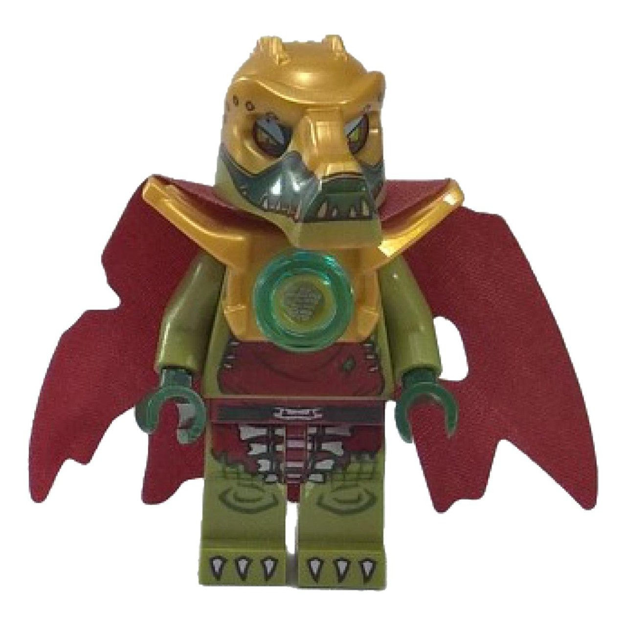 LEGO Minifigure Crominus wearing a tattered cape, fierce crocodile ruler design - loc023