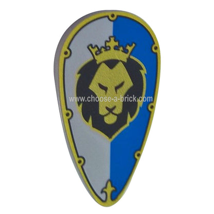 Shield Ovoid with Lion Head on White and Blue Pattern - LEGO Parts and Pieces