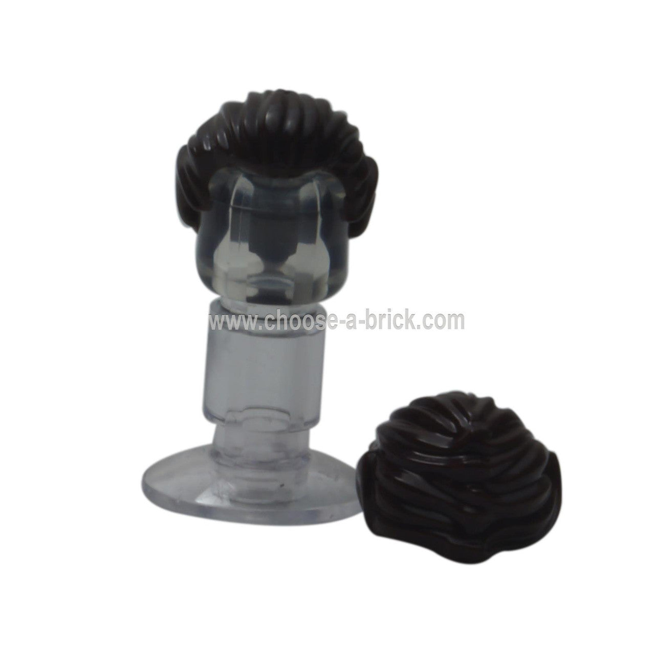 LEGO parts - Dark Brown Minifigure, Hair Swept Back with Pointed Reddish Brown Ears Pattern