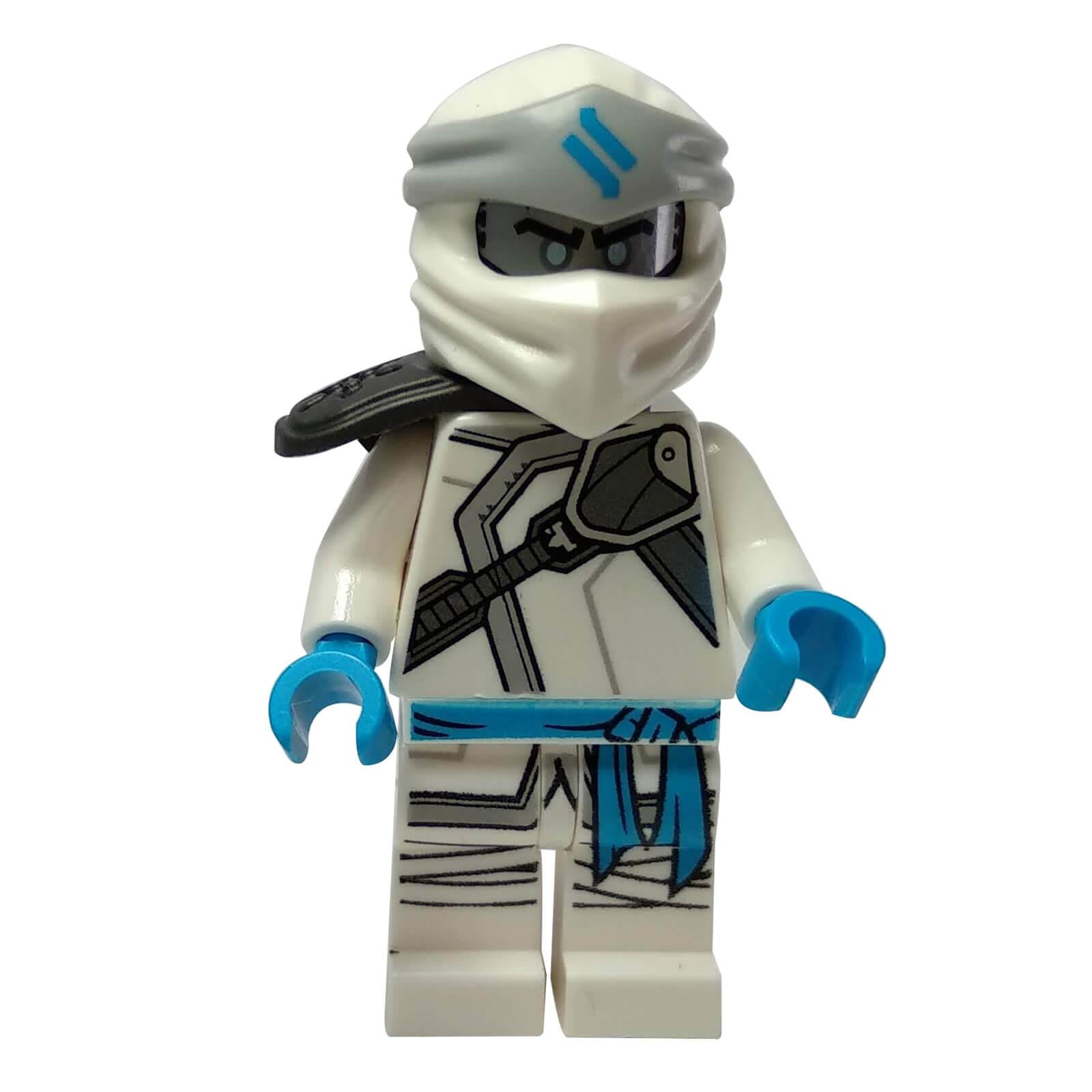 LEGO® NINJAGO Zane Minifigure – Secrets of the Forbidden Spinjitzu, White Ninja Outfit with Blue Accents and Black Shoulder Armor.