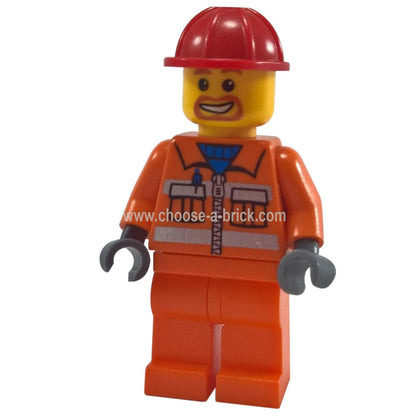 LEGO Minifigure Construction Worker with safety vest and helmet, classic city design - cty0111